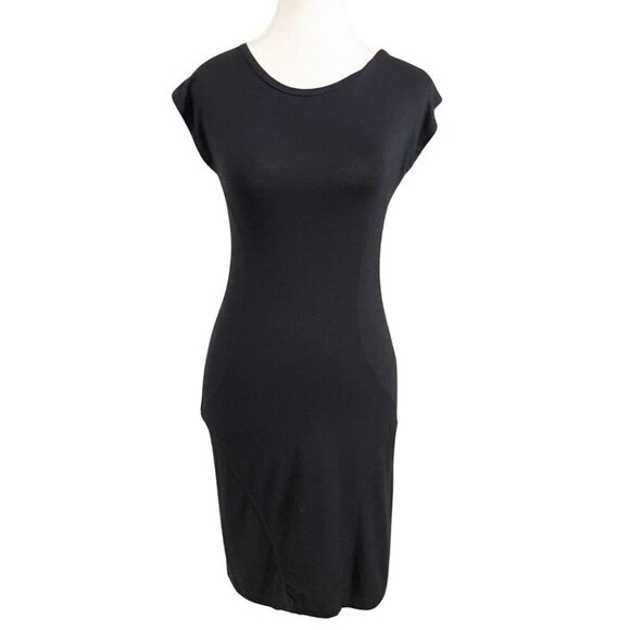 LNA BLACK CAP SLEEVE STRETCH JERSEY BODYCON DRESS - S - Picture 1 of 9